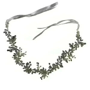 BRIDAL Crystal Rhinestone Pearl Ribbon Tiara Headband Headpiece Veil Jewelry